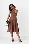 Універсальна жіноча сукня міді без рукавів коричнева легка літня сукня розмір S, фото 2