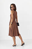 Універсальна жіноча сукня міді без рукавів коричнева легка літня сукня розмір S, фото 3