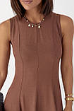 Універсальна жіноча сукня міді без рукавів коричнева легка літня сукня розмір S, фото 5