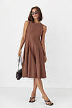 Універсальна жіноча сукня міді без рукавів коричнева легка літня сукня розмір S, фото 6