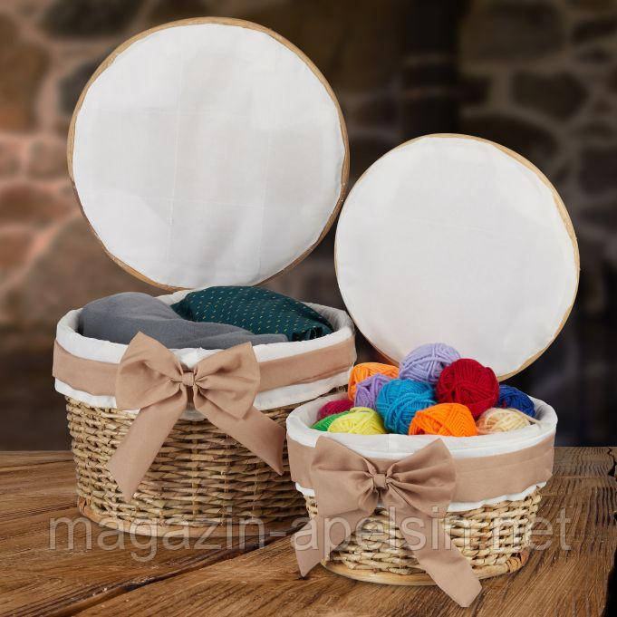 Набор из 2 корзин для ванной коричневый и белый