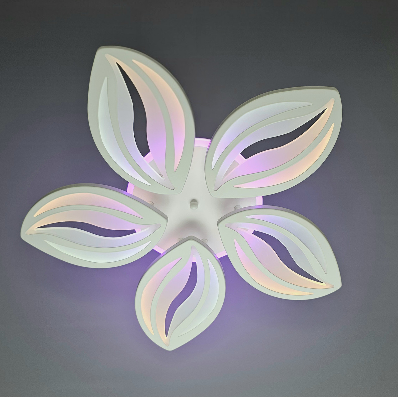 Світлодіодна LED люстра 120 Вт з підсвічуванням та регулюванням яскравості колір каркасу білий D-9103/5WH LED 3color, фото 1