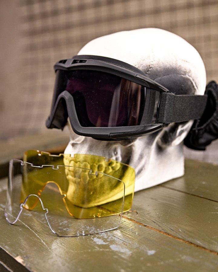 Тактичні окуляри-маска зі змінними лінзами Black — захист, комфорт, універсальність