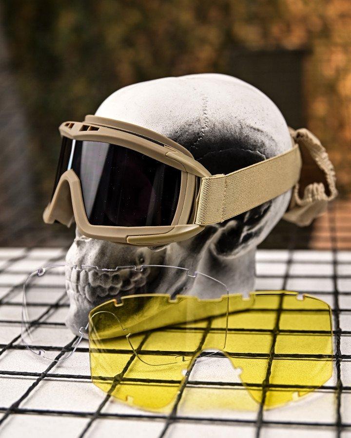 Тактичні окуляри-маска зі змінними лінзами Coyote — захист, комфорт, універсальність, фото 1