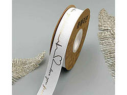 Стрічка репсова «Love you forever» 2,5см 29м арт.АБ-734 білий ТМ КИТАЙ