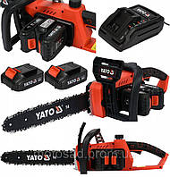 Акумуляторна ланцюгова пила на два акамулятори 36 В YATO : (2 x Li-Ion 18 В), 2 АГод, шина- 14"/35 см