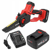 Акумуляторна ланцюгова пила YATO YT-828133 шина 7" з аккумулятором та швидкою зарядкою