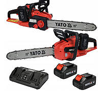 Акумуляторна Ланцюгова Пила 36 В YATO (YT-828131) (2 x Li-Ion 18 В 4 АГод), шина- 16"/40 см, 56 ланок