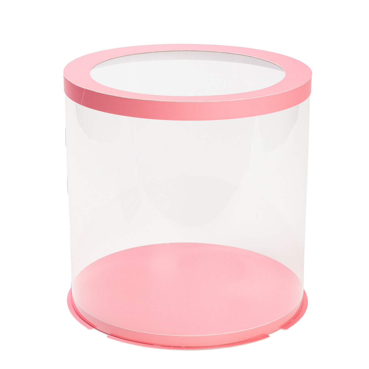 Коробка-тубус (d250, h250) для торта PINK, прозора кришка, фото 1
