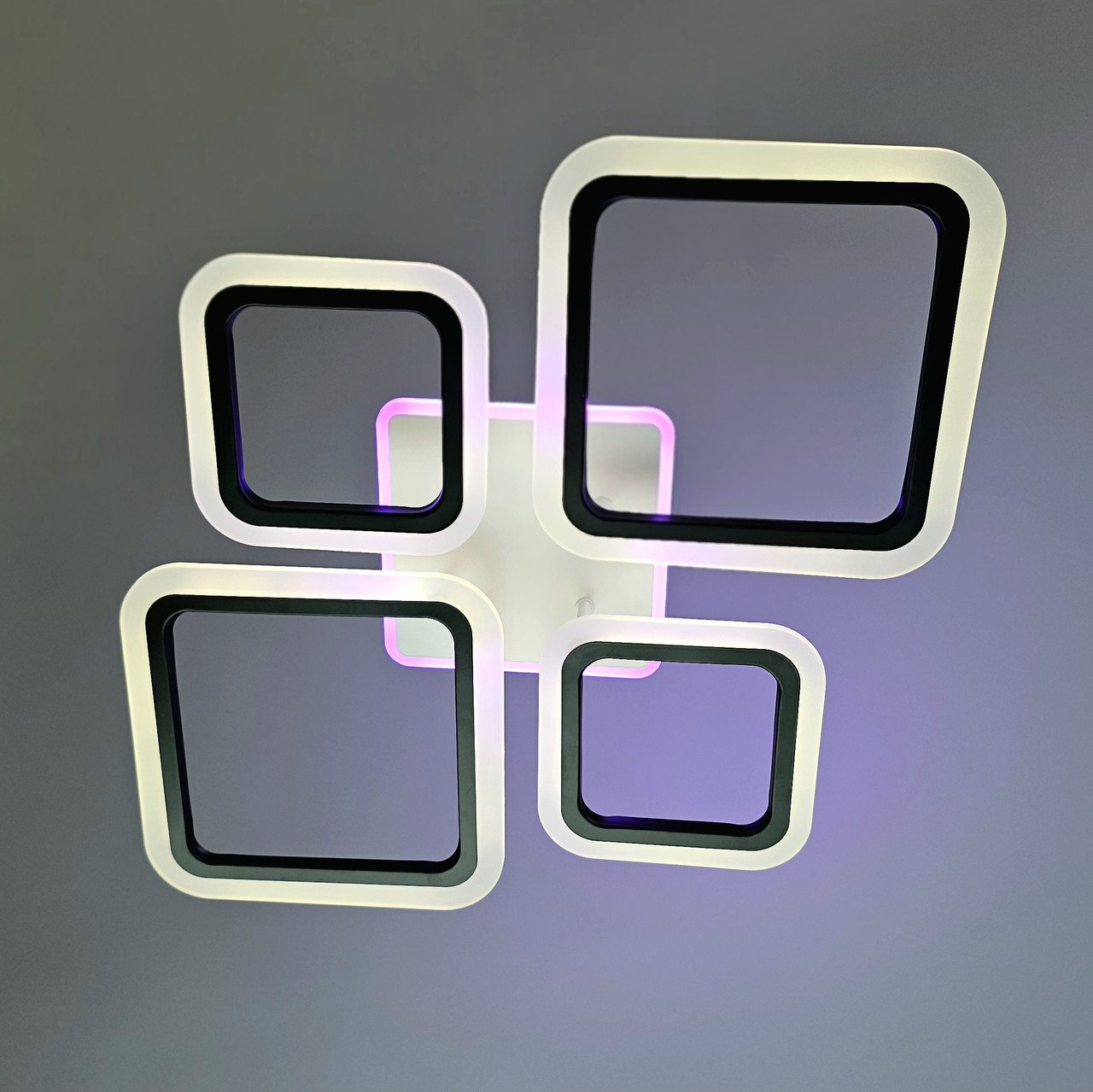 Світлодіодна люстра 100 Вт колір чорний з підсвічуванням основи та пультом д/к D-A9171/2+2 BK LED 3color dimmer, фото 1