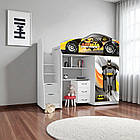Ліжко горище Бетмен, ліжко горка з робочою зоною, ліжко кімната з шафою, фото 7