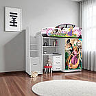 Ліжко горище Рапунцель, ліжко горка з робочою зоною, ліжко кімната з шафою, фото 8