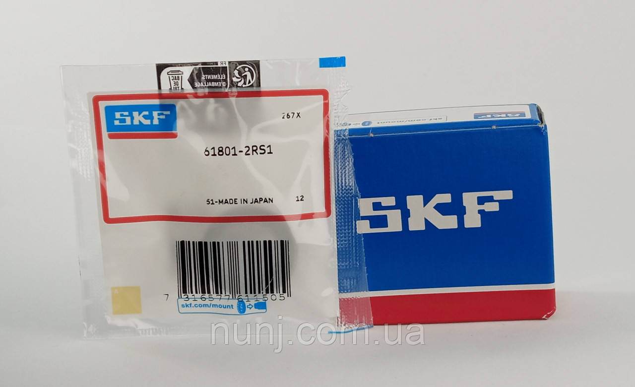 Підшипник 61801-2RS SKF (1180801) розміри: 12*21*5 кульковий радіальний закритий, фото 1