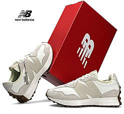 Жіночі кросівки New Balance 327 Beige White, кеди Нью Беленс замша шкіряні текстиль бежеві. Жіноче взуття