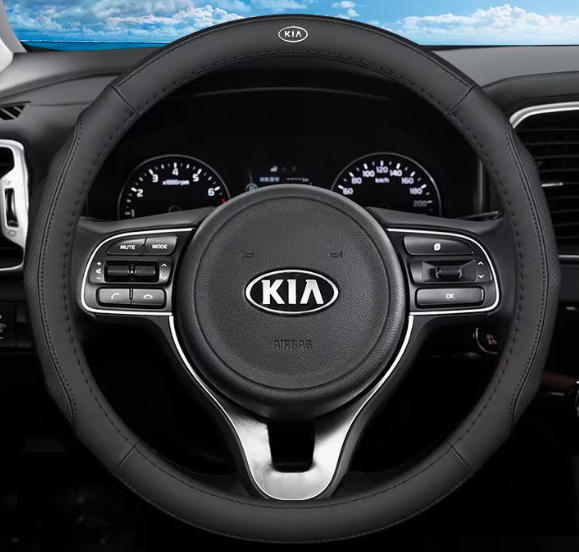 Чохол на кермо для автомобіля KIA з натуральної шкіри, фото 1