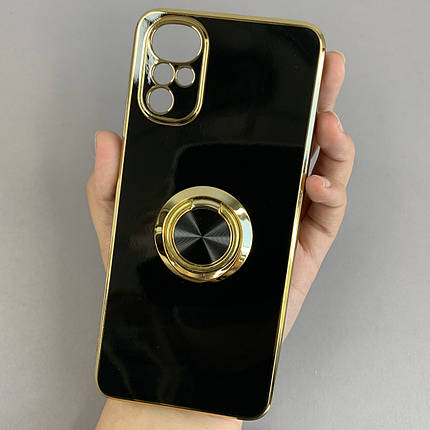 Чохол для Motorola G22 глянцевий чохол з кільцем тримачем на телефон моторола г22 чорний l7h, фото 1