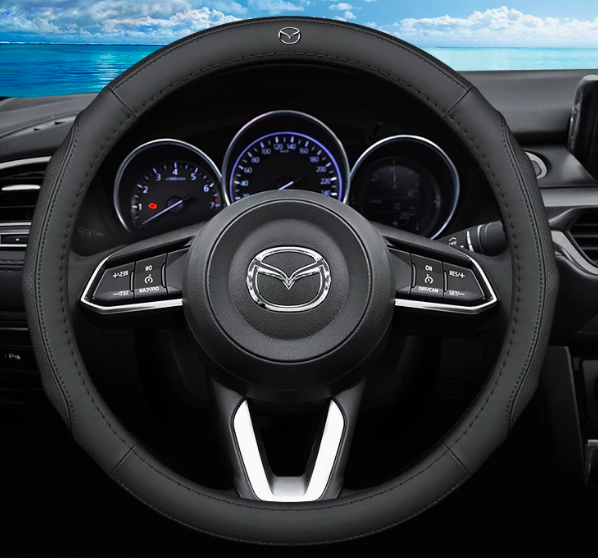 Чохол на кермо для автомобіля Mazda з натуральної шкіри, фото 1