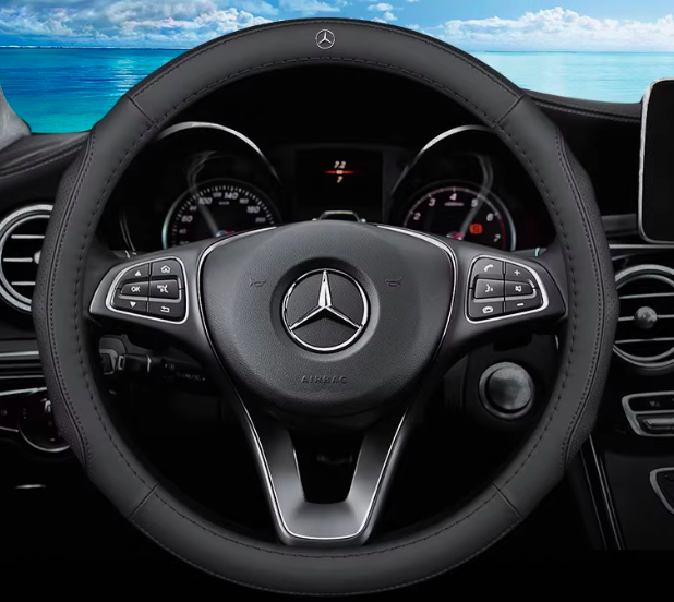 Чохол на кермо для автомобіля Mercedes з натуральної шкіри, фото 1