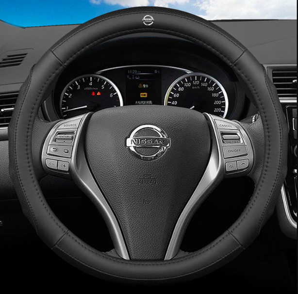 Чохол на кермо для автомобіля Nissan з натуральної шкіри, фото 1
