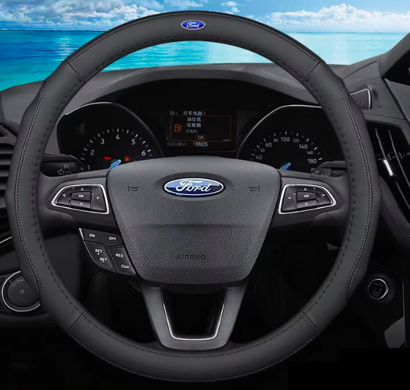 Чохол на кермо для автомобіля Ford з натуральної шкіри, фото 1