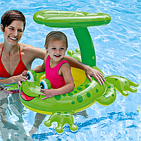 Дитячий надувний круг для плавання Жабеня, з навісом, 88x86см