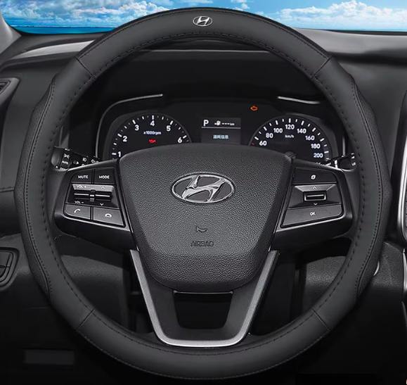 Чохол на кермо для автомобіля Hyundai з натуральної шкіри, фото 1
