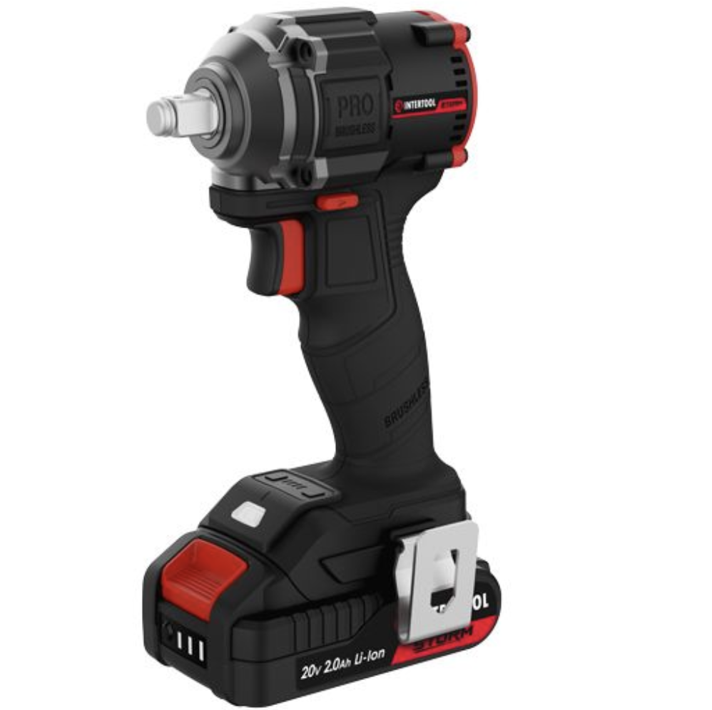 Гайкокрут ударний акумуляторний з безщітковим двигуном 20 В, 350 Nm,1/2", без ЗП та АКБ INTERTOOL WT-9363, фото 1