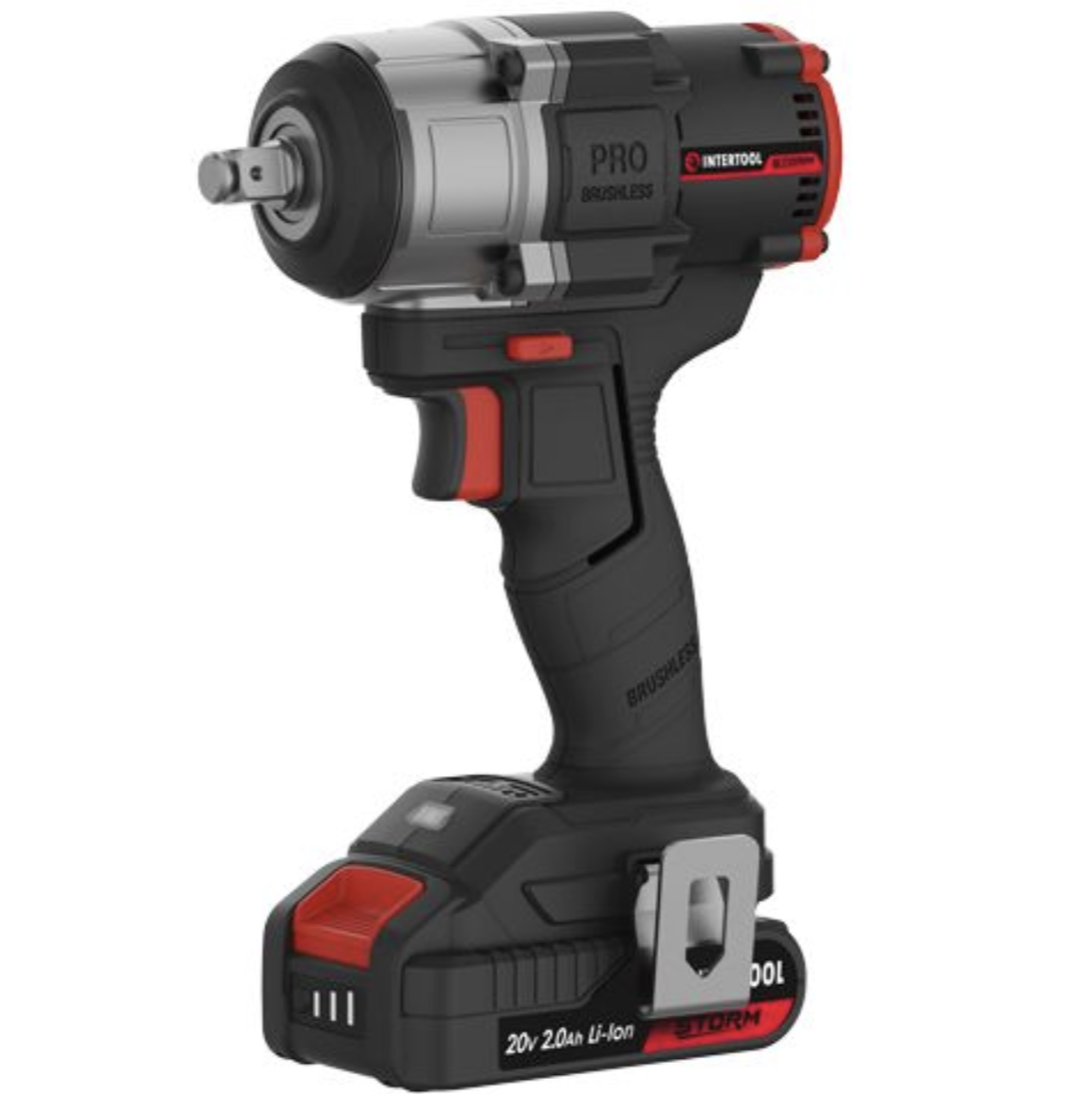 Гайкокрут ударний акумуляторний з безщітковим двигуном 20 В, 800 Nm, 1/2", без ЗП та АКБ INTERTOOL WT-9368, фото 1