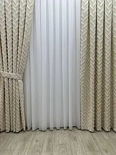 Штора з візерунком "Скандинавія" преміум якості, колір кремовий