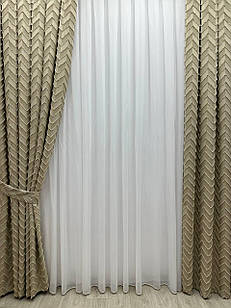 Штора з візерунком "Скандинавія" преміум якості, колір бежевий