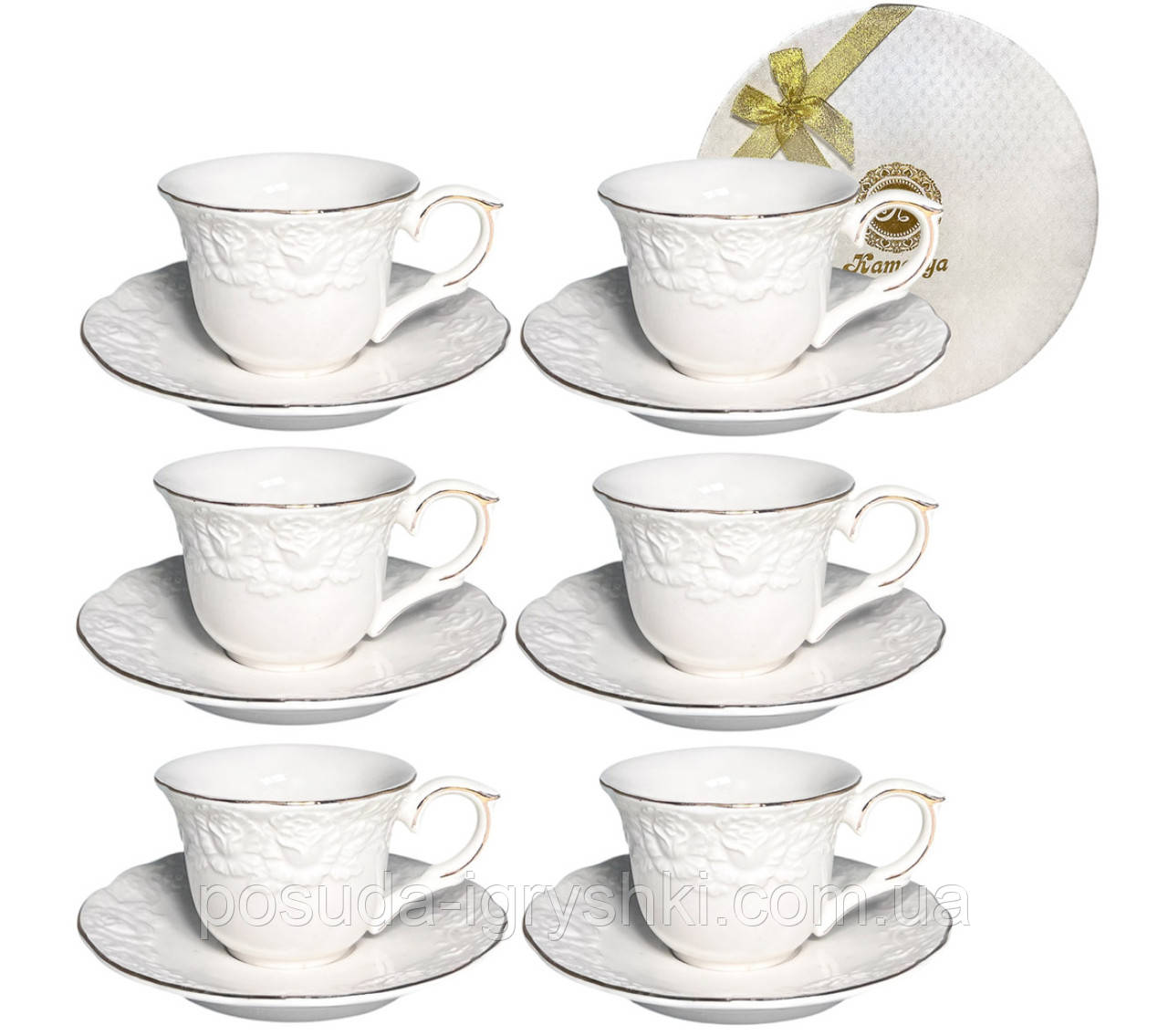 1717 Набір кавовий Біла ніч (чашка-80 мл, блюдце-12см), фото 1