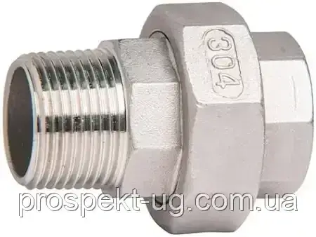 Американка Ду25 (1") нержавіюча різьбова ВЗ PTFE