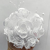 Бант на гумці "Троянда з мереживом".