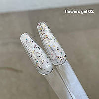 Гель із сухоцвітами  Flower gel 02, молочний з різнокольровими квіточками