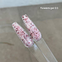 Гель із сухоцвітами Flower gel 03, молочний з рожевими квіточками