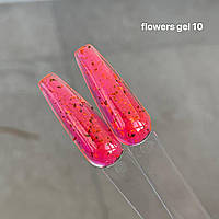 Гель із сухоцвітами  Flower gel 10, неоновий малиновий
