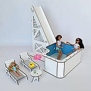 Ляльковий басейн з гіркою 47 см та шезлонгами Nestwood 4од, фото 6