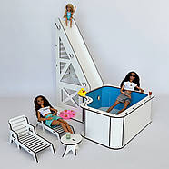 Ляльковий басейн з гіркою 47 см та шезлонгами Nestwood 4од, фото 3