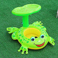 Дитячий круг для плавання Жабеня, надувний, з парасолькою, 88x86см