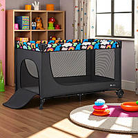 Манеж-ліжечко Kinderkraft JOY 2в1 happy shapes Ультралегкий, Складається за 5 Секунд 129х73х76,5 см з матрацом 120х60см + сумка