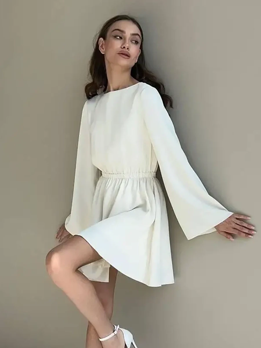 Красиве універсальне вільне та зручне плаття на кожний день, молочне, фото 1