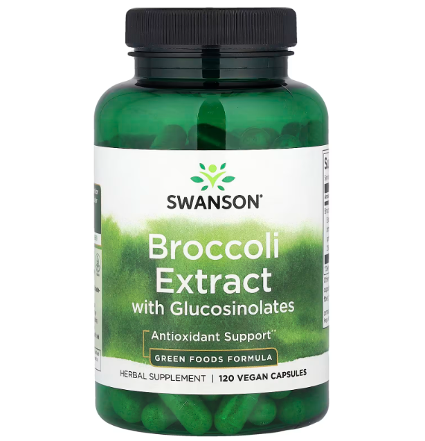 Екстракт броколі з глюкозинолатами Broccoli Extract Swanson 600 мг 120 веганських капсул, фото 1