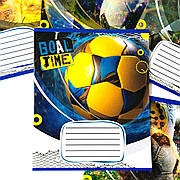 Зошит в лінію, 18 аркушів,кольорова обкладинка, серія "М'яч у воротах"" LEADER