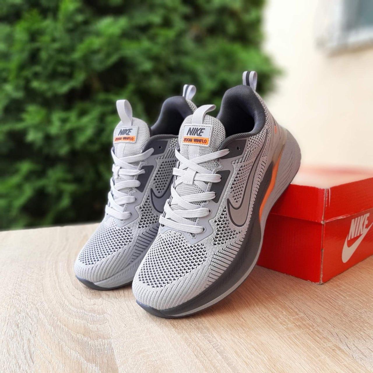 Чоловічі кросівки Nike Zoom Winflo Grey Orange Сірі Взуття Найк Зум Вінфло текстиль сітка демісезон, фото 1