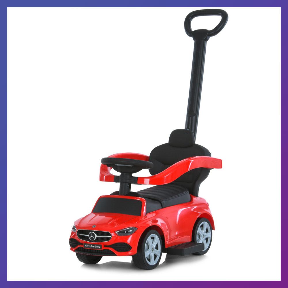 Дитяча каталка-толокар Mercedes 668L з батьківською ручкою 2 в 1 Червоний, фото 1