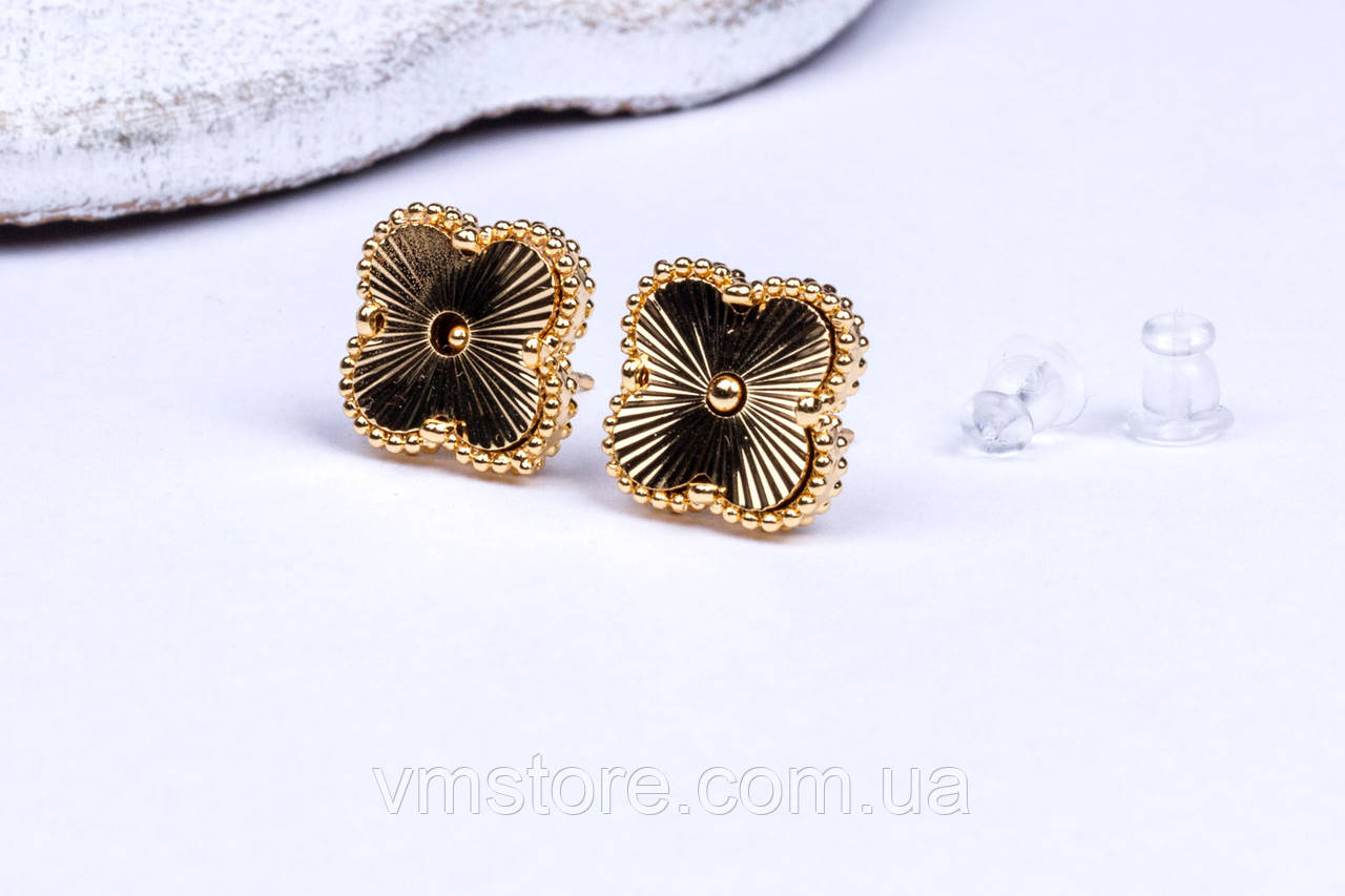 Сережки цвяшки конюшинка Vintage, медична сталь, фото 1