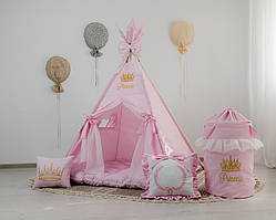 Намет дитячий Вігвам для дітей курінь для ігор Принцеса БОН БОН + кошик Повний комплект!