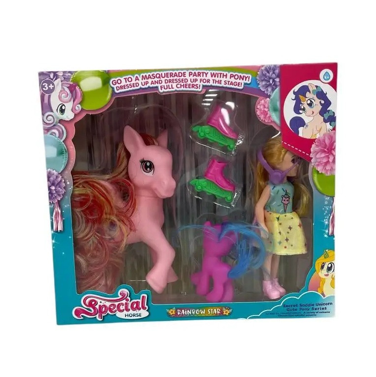 Дитяча іграшка "Поні Пегас і принцеса на роликах", фото 1