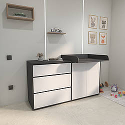 Пеленальній комод Дрім Антрацит+білий