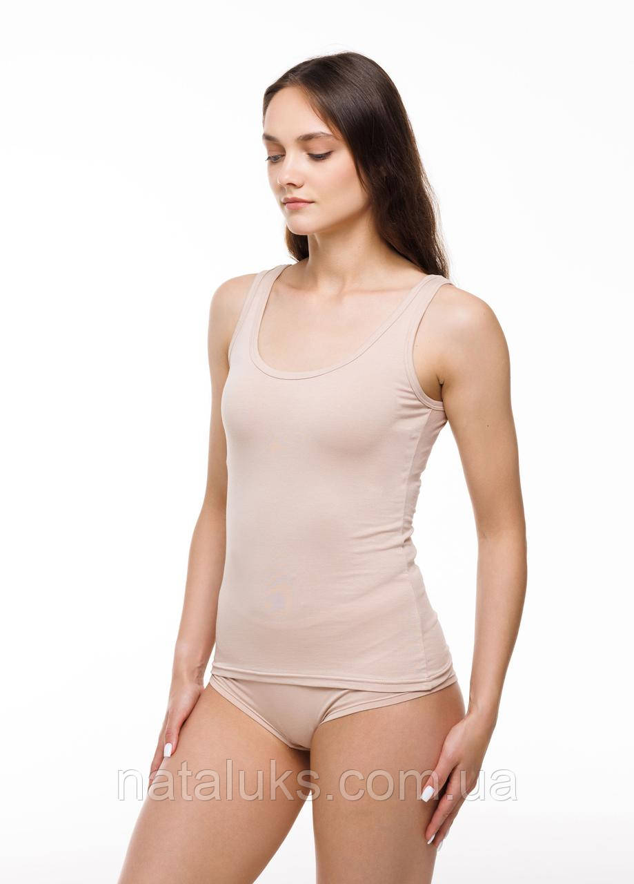 Майка жіноча з бамбуку на широких бретелях Наталюкс 51-2171 бежева - фото 1 - id-p2669320612